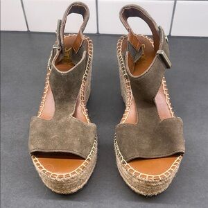 Franco Sarto Khaki Suede Wedge Sandals